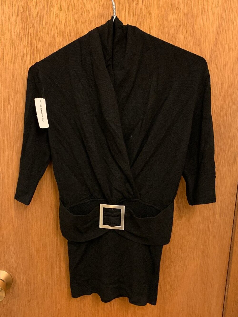 Le Chateau black Warp style shirt with attached belt detail - Size Small